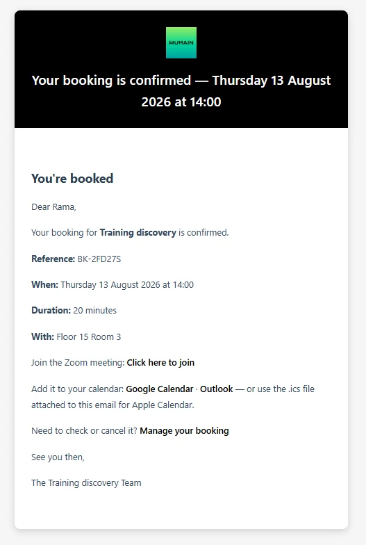 Confirmed, With the Calendar Invite Attached